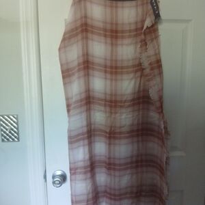 Coach Asymmetrical Plaid Dress in Brown and Cream